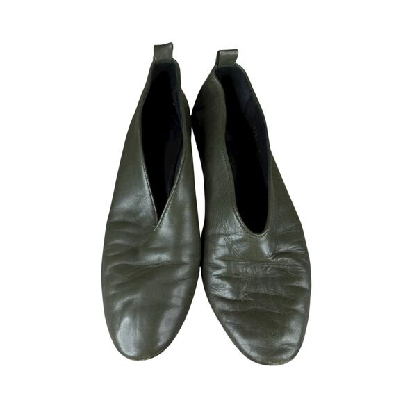 Gray Matters Olive Green Leather Block Heel Pumps Size 8 US made in Italy - Picture 6 of 12